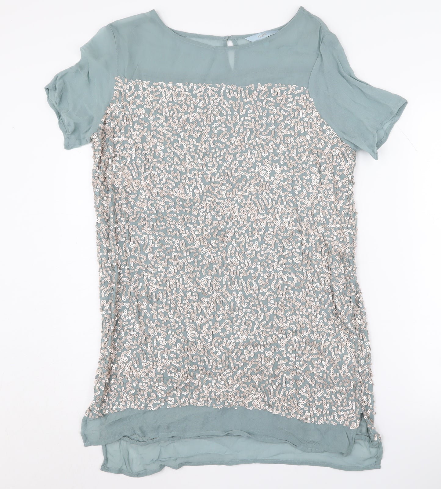 Next Women's Green Sequin Tunic UK 12 Short Sleeve