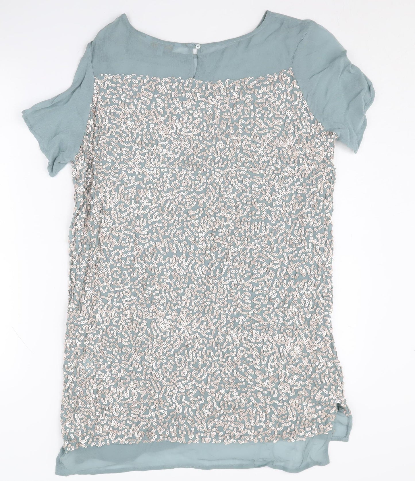 Next Women's Green Sequin Tunic UK 12 Short Sleeve