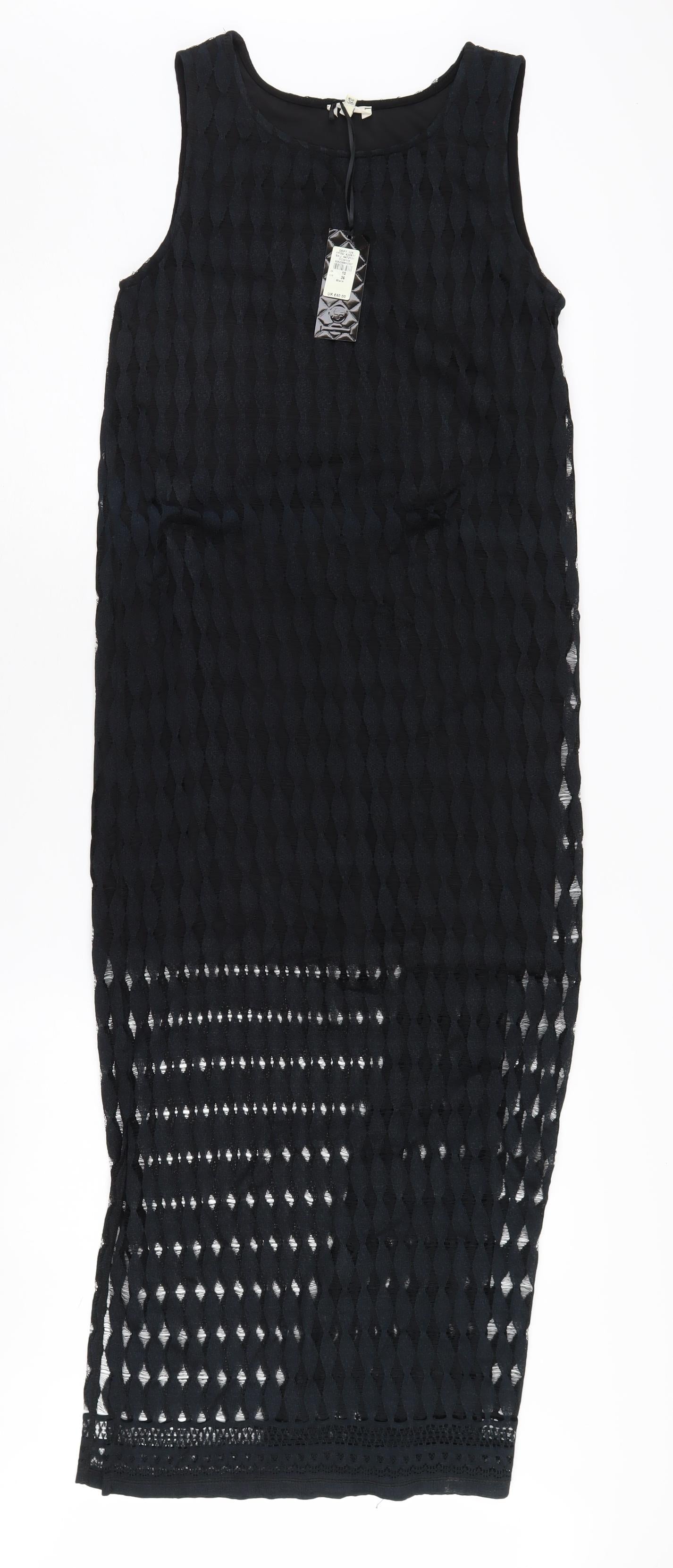 River Island Women’s Black Geometric Midi Dress UK 10