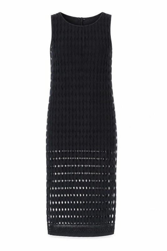 Front view of River Island Women’s Black Geometric Midi Dress UK 10