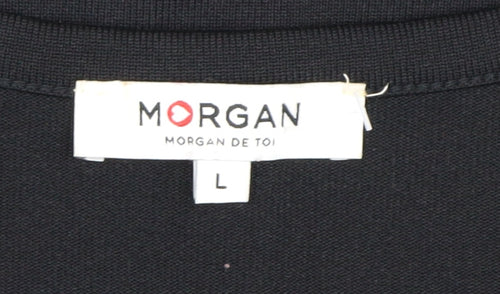 Morgan Women's Black Long Sleeve Basic Zip Top, L