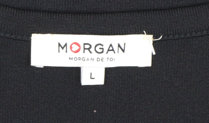 Morgan Women's Black Long Sleeve Basic Zip Top, L