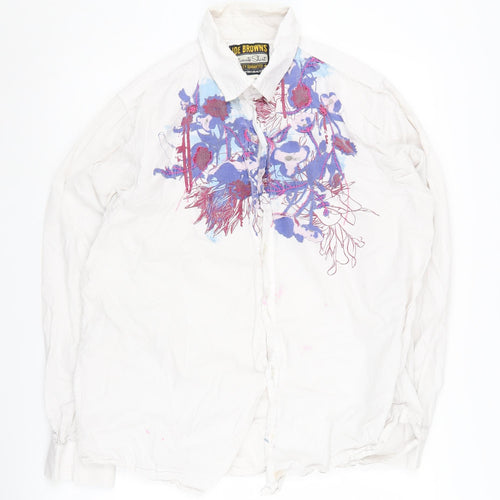 Joe Browns Unisex White Floral Button-Up Shirt L