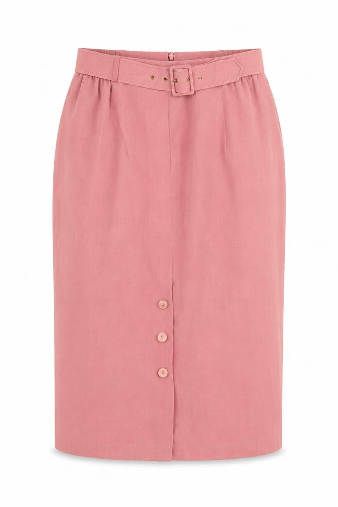 Front view of Jacques Vert Women's Pink Midi Skirt, size 12
