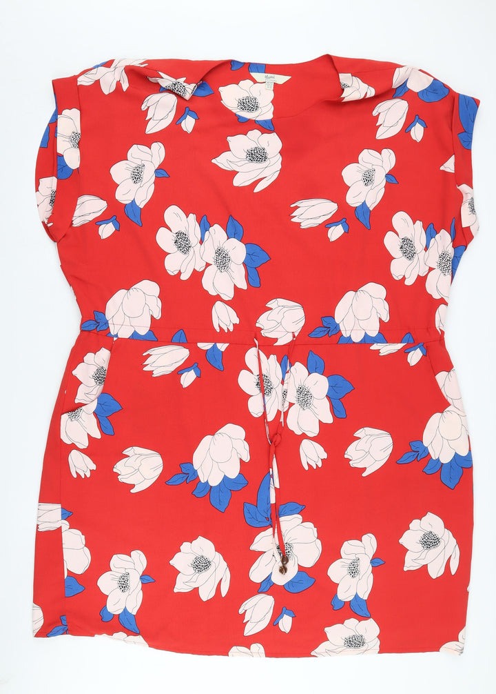 Yumi Women's Red Floral Dress Size 24 Short Sleeve