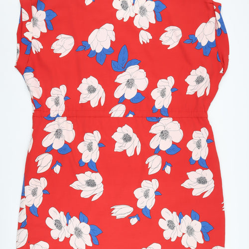 Yumi Women's Red Floral Dress Size 24 Short Sleeve