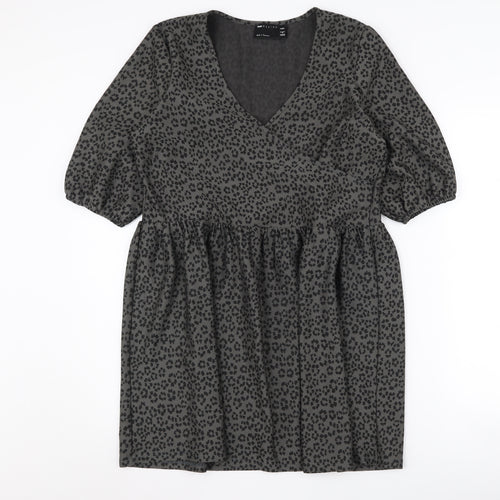ASOS DESIGN Women’s Black Animal Print Smock Dress 8