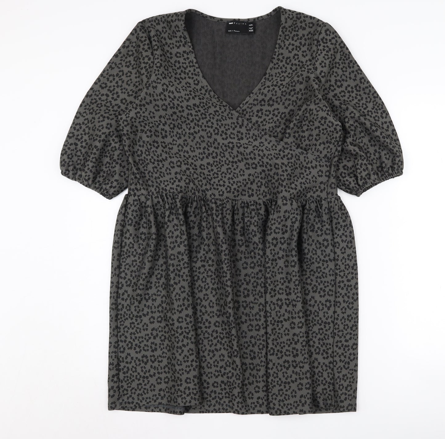 ASOS DESIGN Women’s Black Animal Print Smock Dress 8