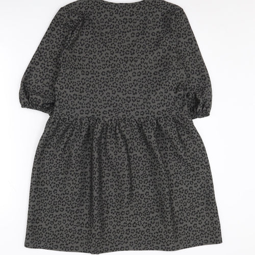 ASOS DESIGN Women’s Black Animal Print Smock Dress 8