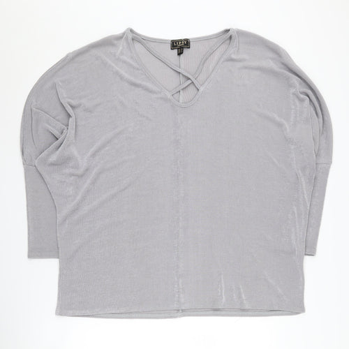 Lipsy Women's Grey V-Neck Pullover Jumper Size 18
