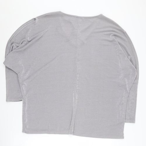 Lipsy Women's Grey V-Neck Pullover Jumper Size 18