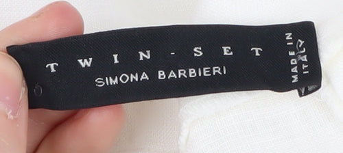 Twin-Set White Linen Midi Skirt Women Size S