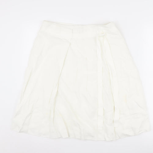 Oasis Women's White Linen Blend Skirt, Size 12