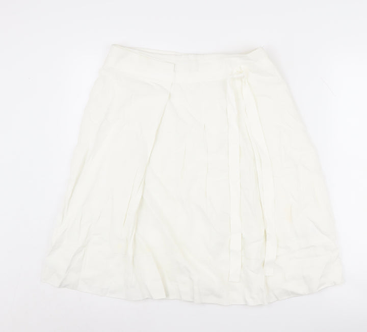 Oasis Women's White Linen Blend Skirt, Size 12