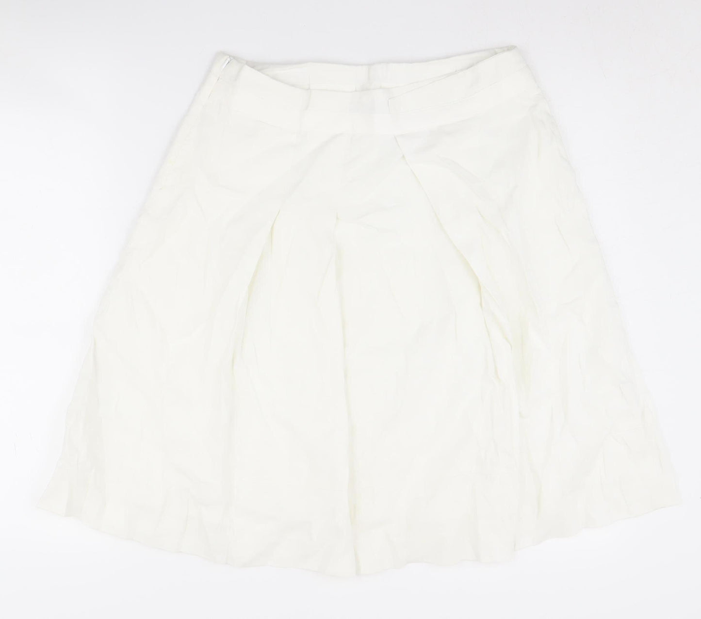 Oasis Women's White Linen Blend Skirt, Size 12