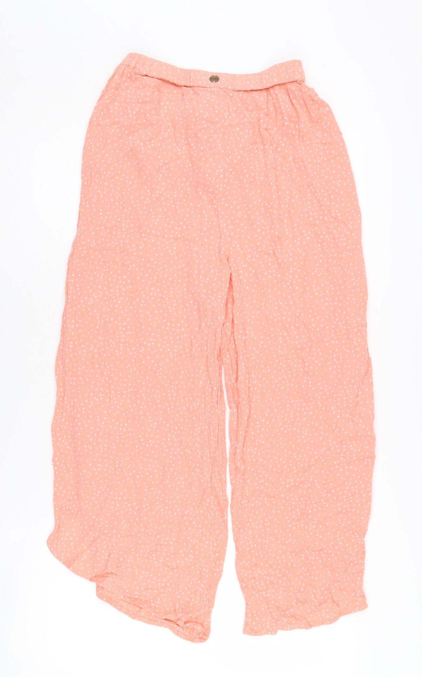 Rip Curl Women's Pink Polka Dot Wide-Leg Trousers S