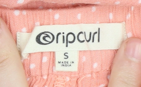 Rip Curl Women's Pink Polka Dot Wide-Leg Trousers S