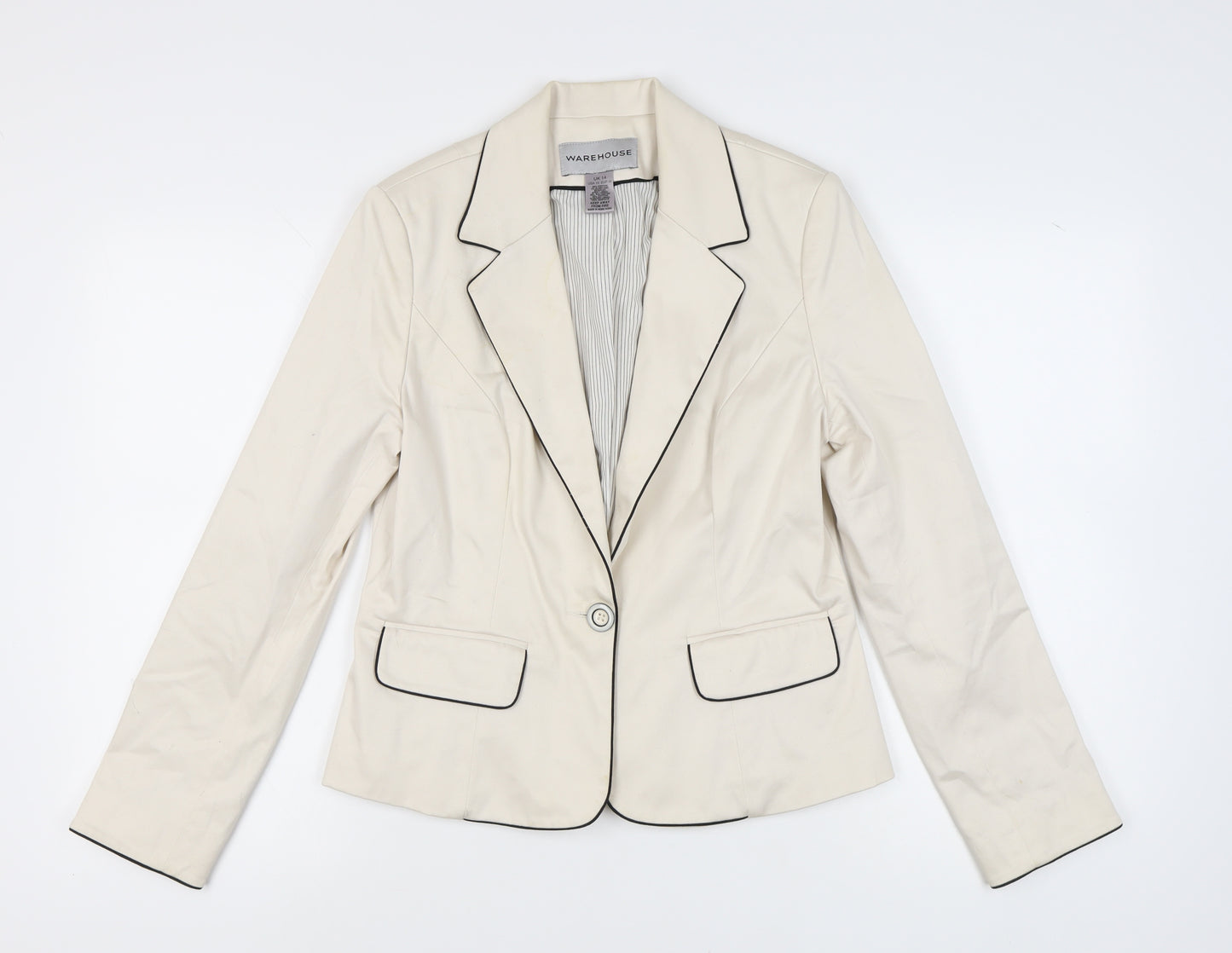 Warehouse Women's Ivory Blazer, Size 14, Regular Fit