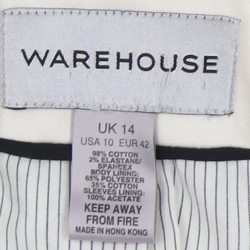 Warehouse Women's Ivory Blazer, Size 14, Regular Fit