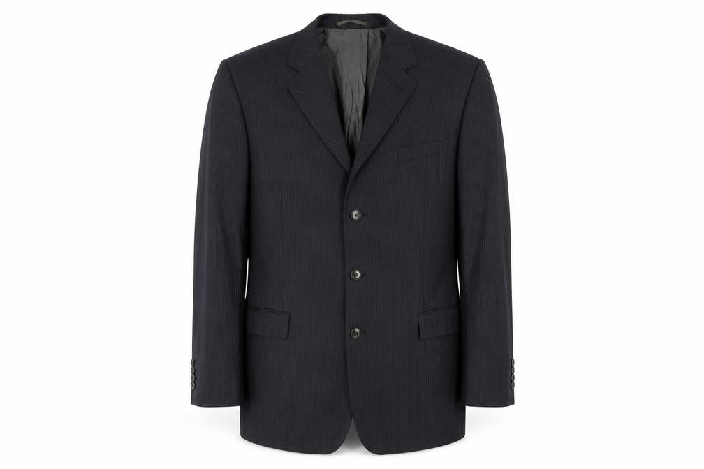 Front view of Pierre Cardin Grey Men's Long Blazer 44L Striped