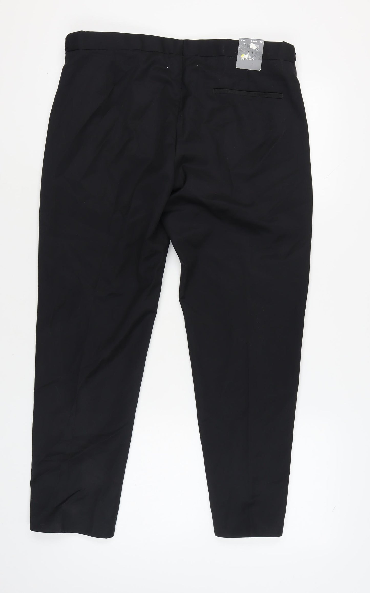 Marks and Spencer Men's Black Wool Trousers, Size 36