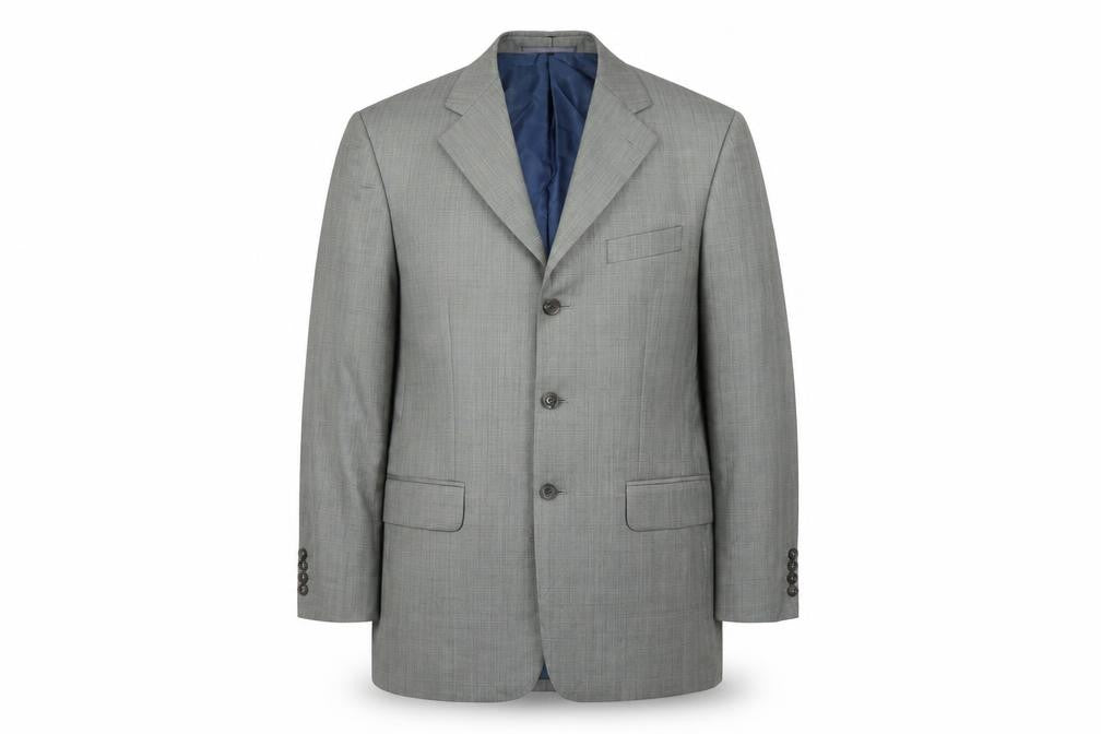 Front view of Douglas Men's Grey Check Blazer, size 40R