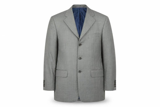 Front view of Douglas Men's Grey Check Blazer, size 40R