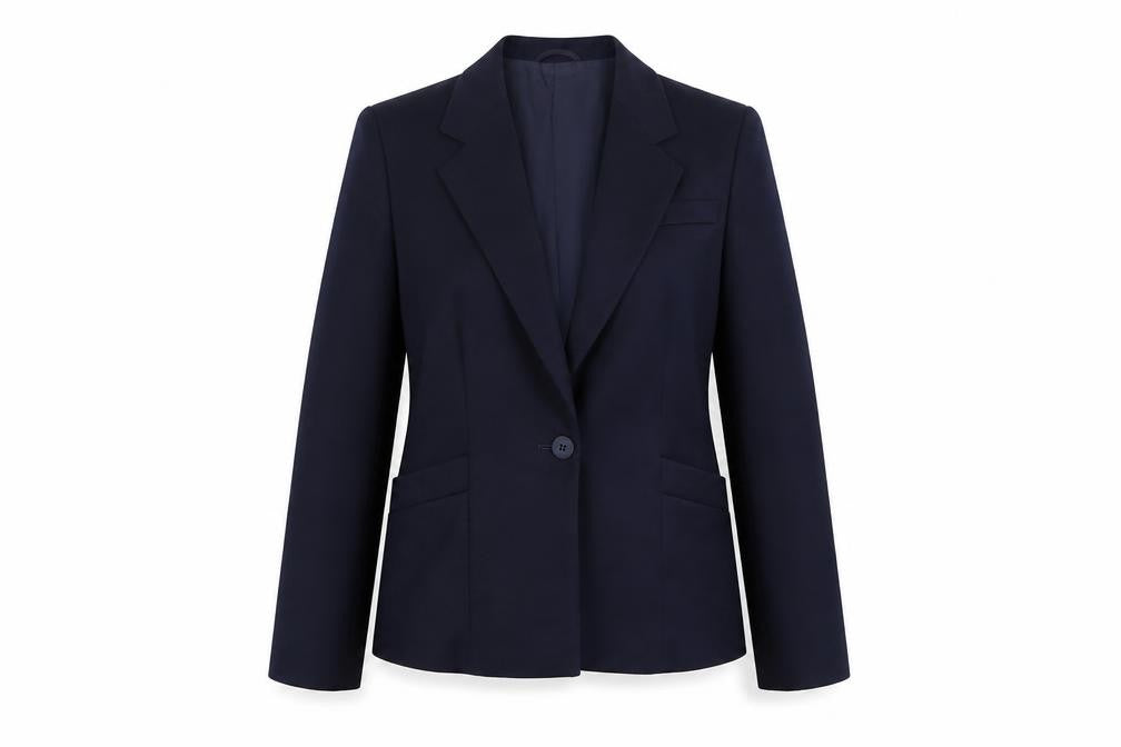 Front view of Jenni Barnes Women's Blue Blazer, size 12