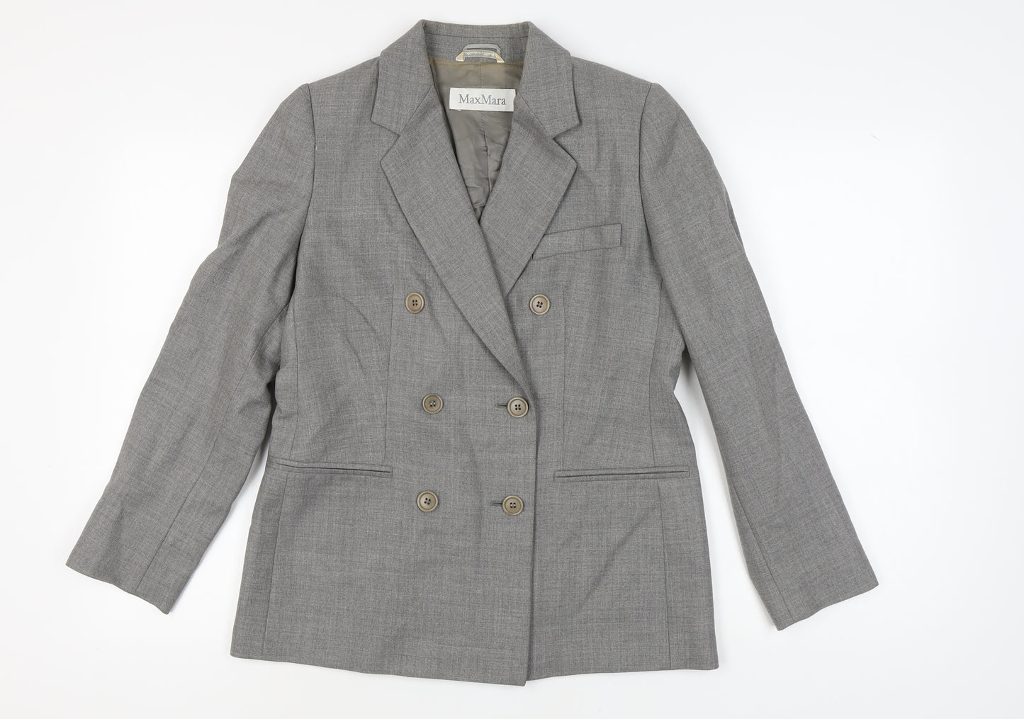 Max Mara Women's Grey Wool Blazer Size 12