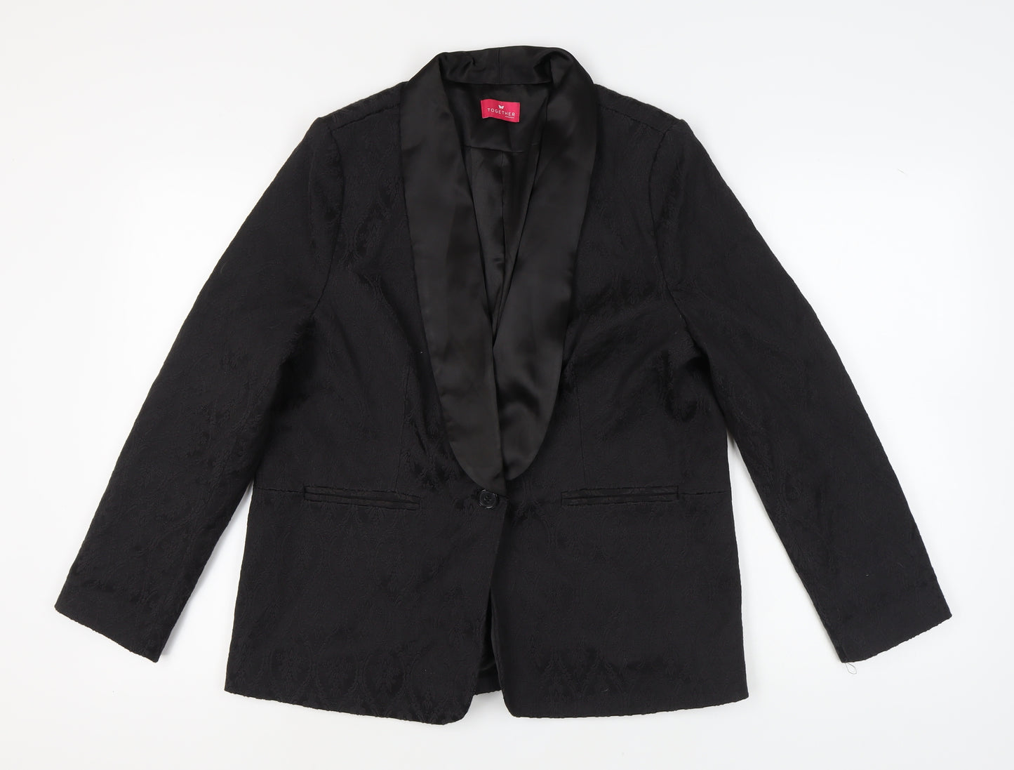 Together Women's Black Blazer UK 18 Shawl Lapel Lined