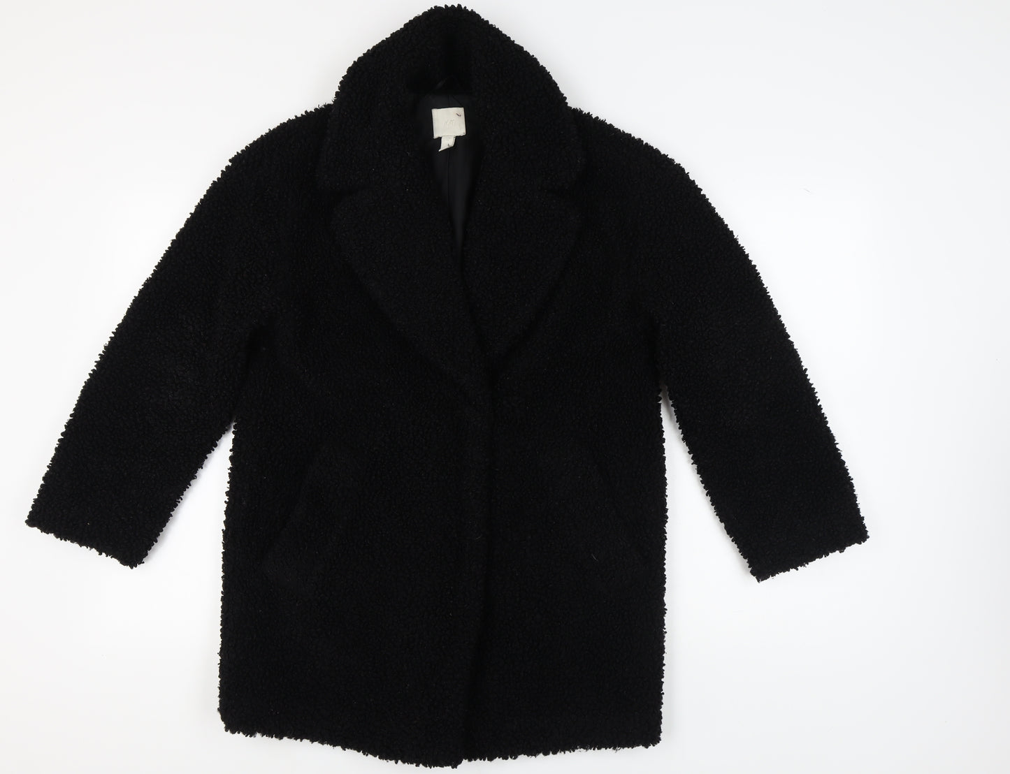 H&M Women's Black XS Overcoat - Stylish Mid-Length