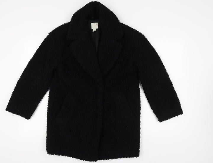 H&M Women's Black XS Overcoat - Stylish Mid-Length