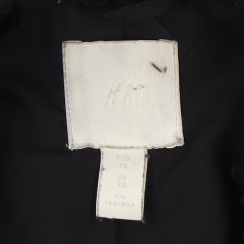 H&M Women's Black XS Overcoat - Stylish Mid-Length