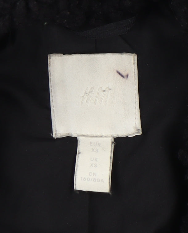 H&M Women's Black XS Overcoat - Stylish Mid-Length