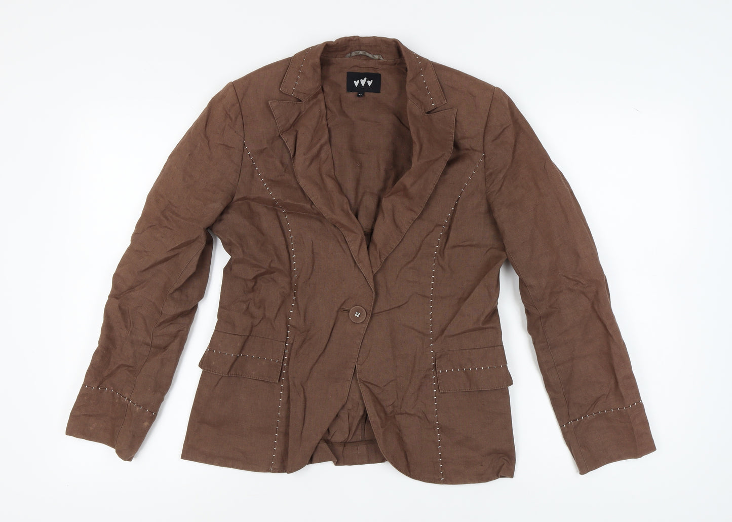 Marks and Spencer Women's Brown Linen Blazer Size 12
