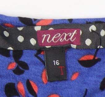 Next Women's Blue Floral Shift Dress Size 16 Tall