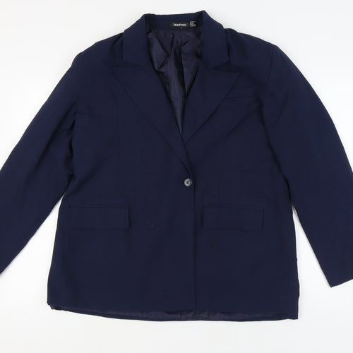 Boohoo Women's Blue Regular Fit Blazer UK 14