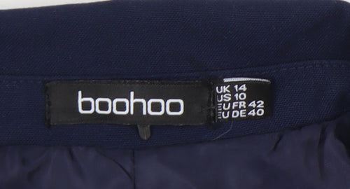 Boohoo Women's Blue Regular Fit Blazer UK 14
