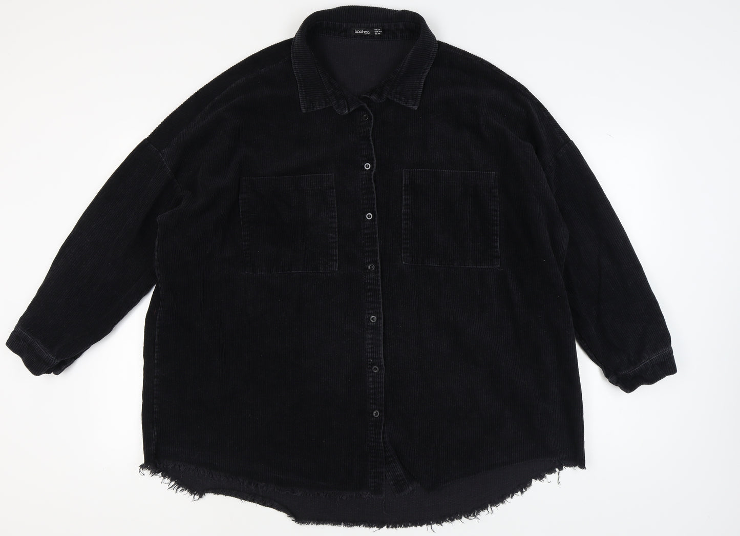 boohoo Women's Black Corduroy Long Jacket Size 20