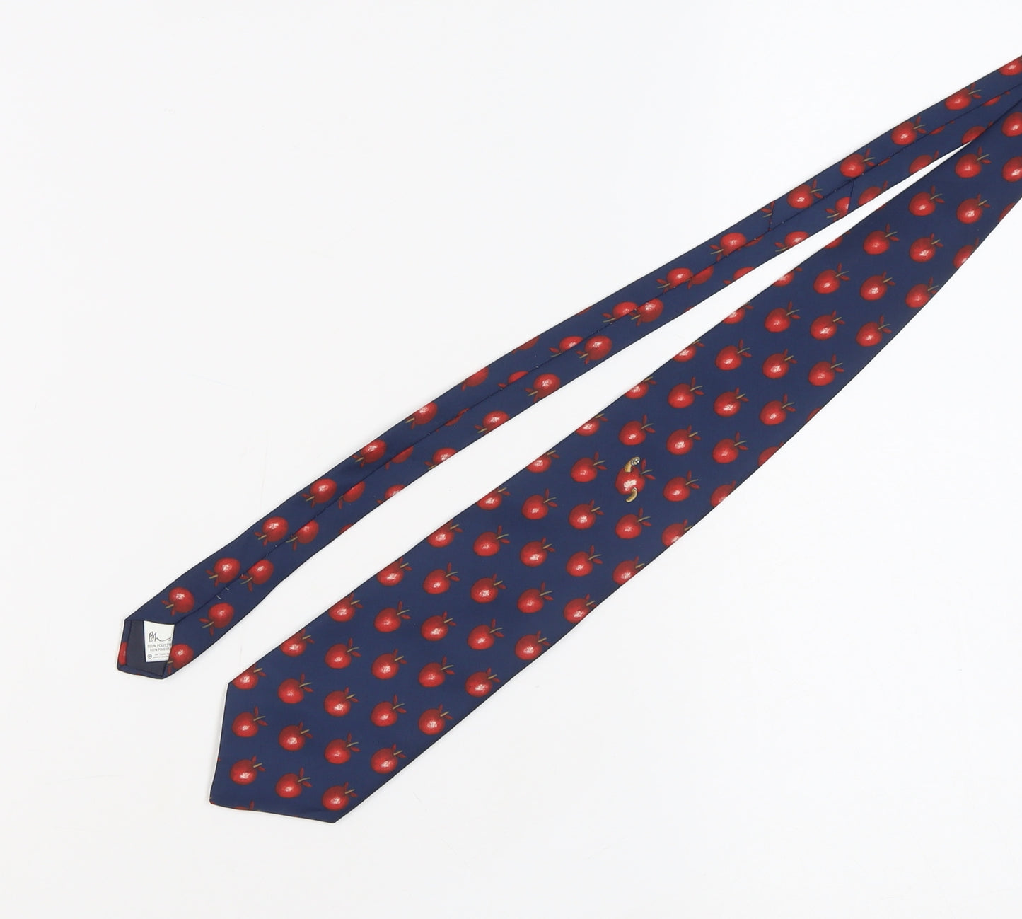 BHS Men's Blue Tie with Fruit Pattern - Polyester