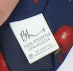 BHS Men's Blue Tie with Fruit Pattern - Polyester