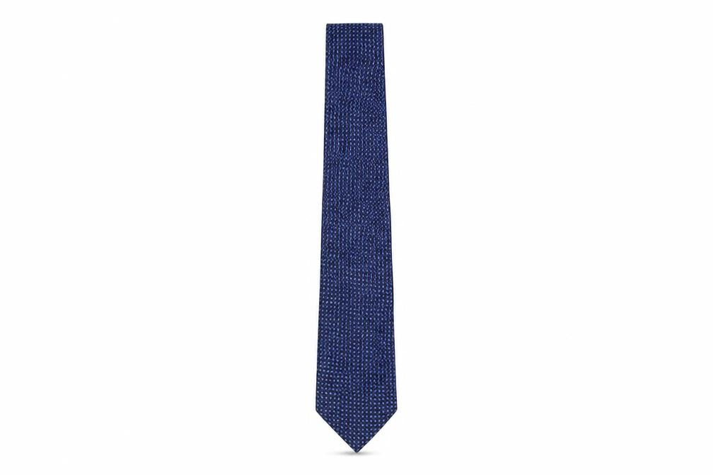 Front view of Paul Costelloe Men's Blue Geometric Silk Tie