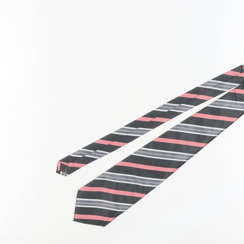 Homme Men's Black Striped Silk Tie Handmade