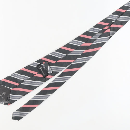 Homme Men's Black Striped Silk Tie Handmade