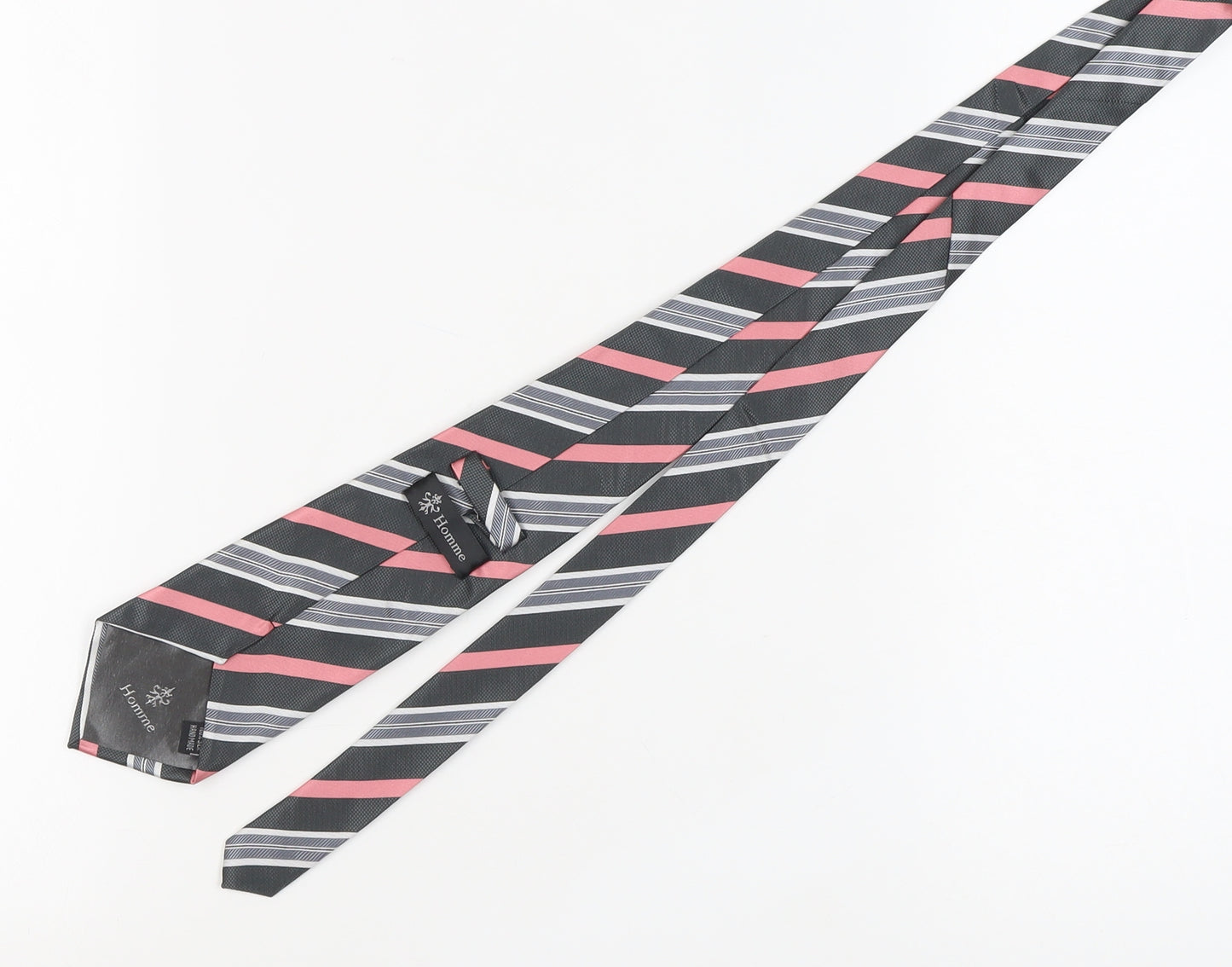 Homme Men's Black Striped Silk Tie Handmade