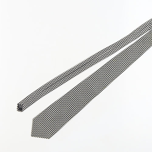 James Meade Men's Black & White Geometric Silk Tie