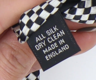 James Meade Men's Black & White Geometric Silk Tie