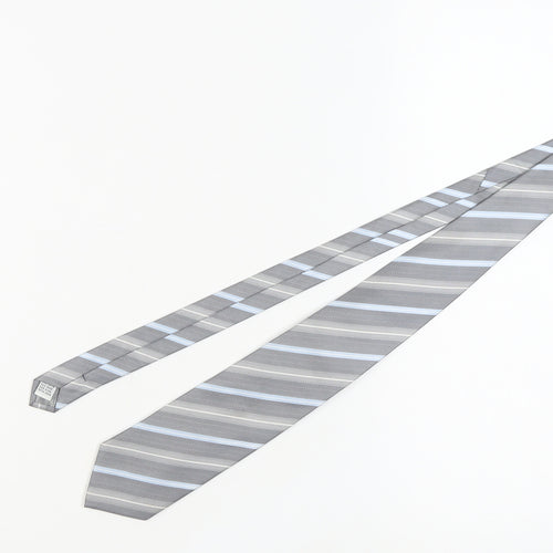 Bäumler Men's Grey Striped Silk Tie, One Size