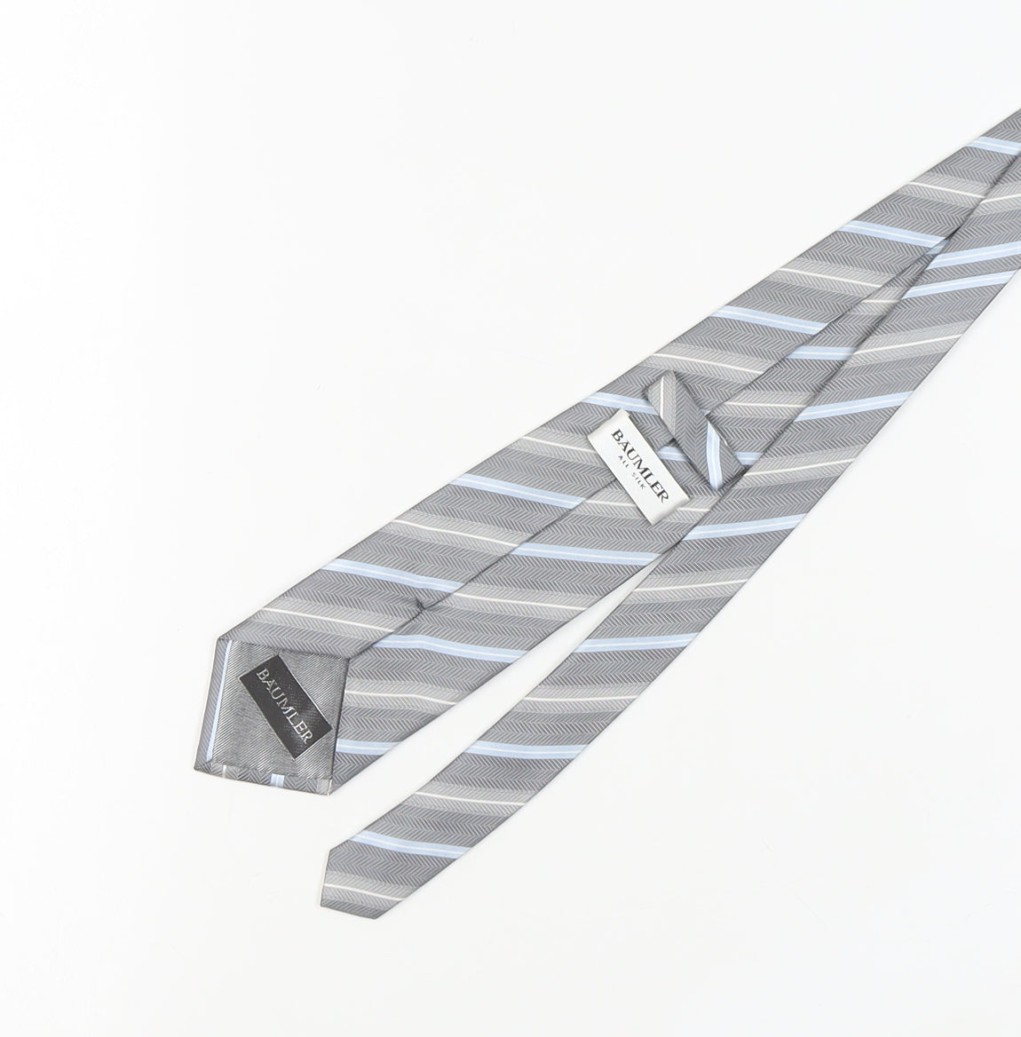 Bäumler Men's Grey Striped Silk Tie, One Size