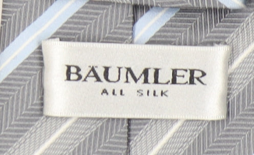 Bäumler Men's Grey Striped Silk Tie, One Size